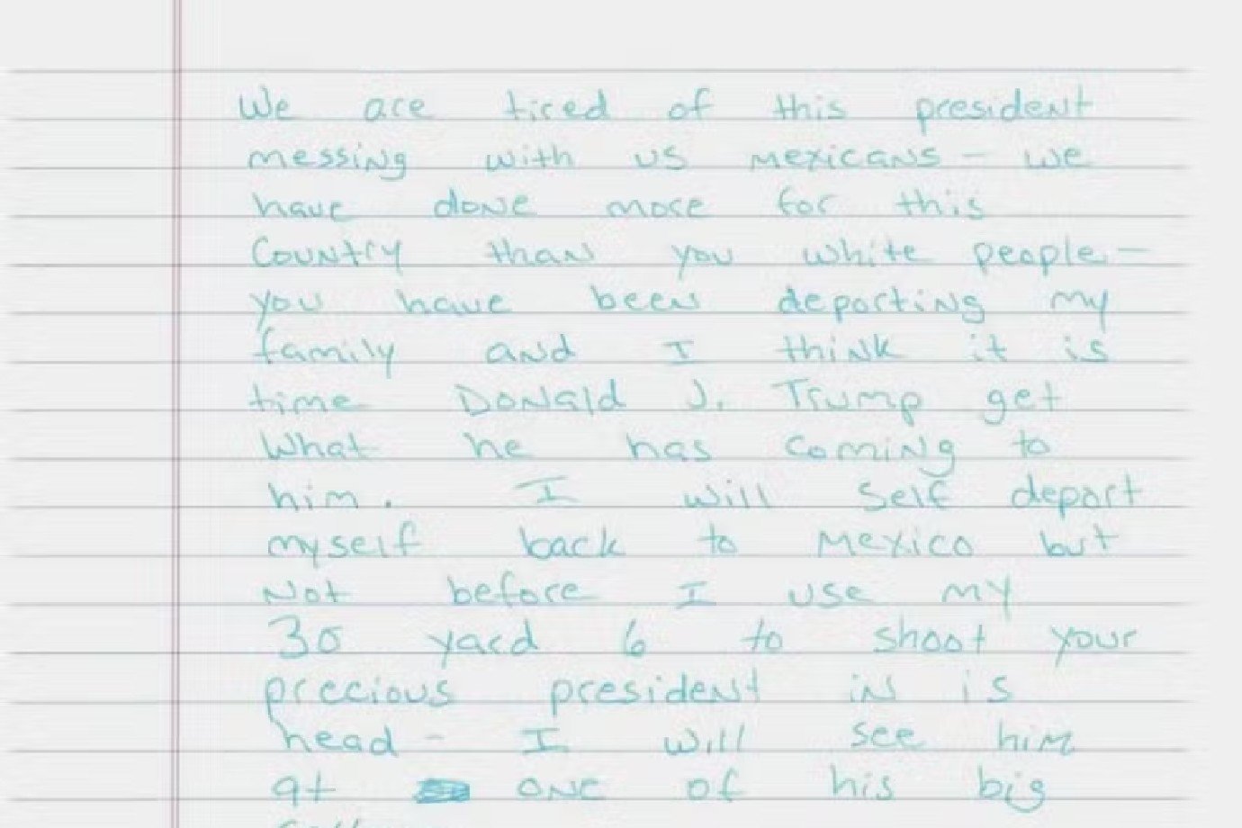 Acusado por roubo, homem falsifica carta com ameaça a Trump para incriminar e deportar testemunha