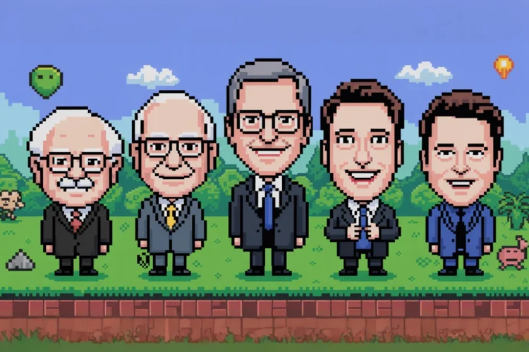 Warren Buffet, Jeff Bezos, Bill Gates, Sam Altman e Elon Musk (Freepik / Edição)