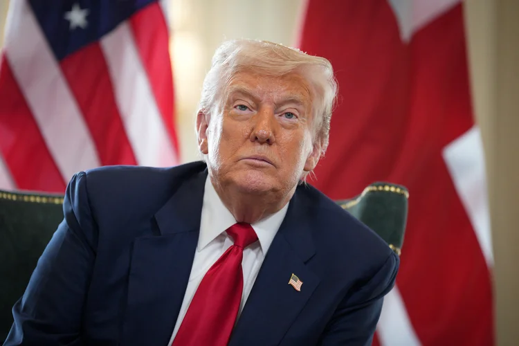 Donald Trump, presidente dos EUA, durante entrevista coletiva na Escócia, nesta segunda, 28 de julho (Christopher Furlong/AFP)