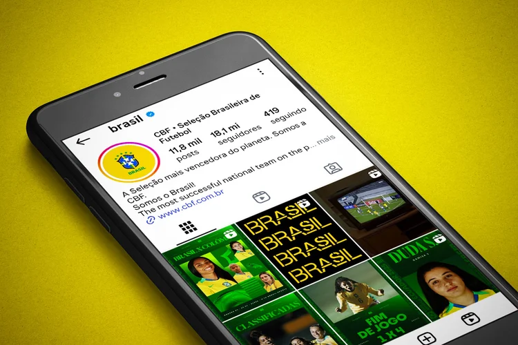 A nova conta da CBF no Instagram: de olho no mercado internacional (Arte/Exame)