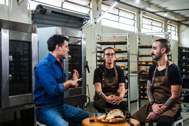 Facundo Guerra, Alana Fonseca e Brunno Leoni: participantes do primeiro episódio do 'Choque de Gestão' (Leandro Fonseca /Exame)