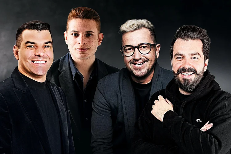 Léo Neves, Gledson Nunes, Dnyras e Daniel Regueira: executivos responsáveis pelos eventos Vira Brasil e Vira Brasil USA (Nunes Entretenimento/Divulgação)