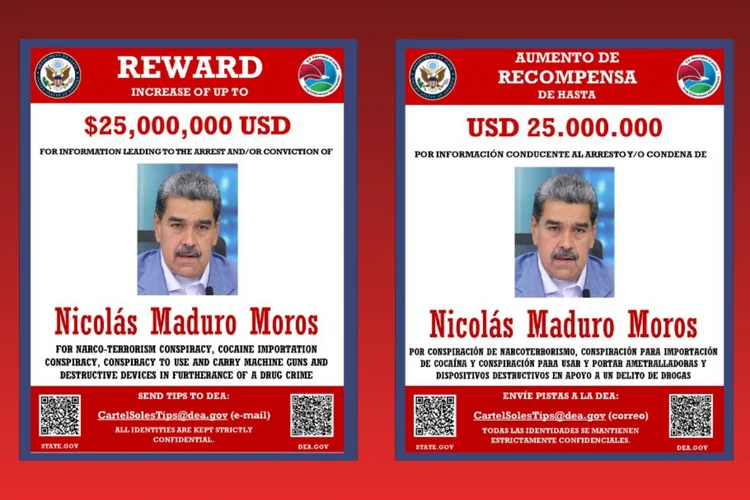 Nicolás Maduro: EUA oferecem US$ 25 milhões por informações sobre venezuelano (X/Reprodução)