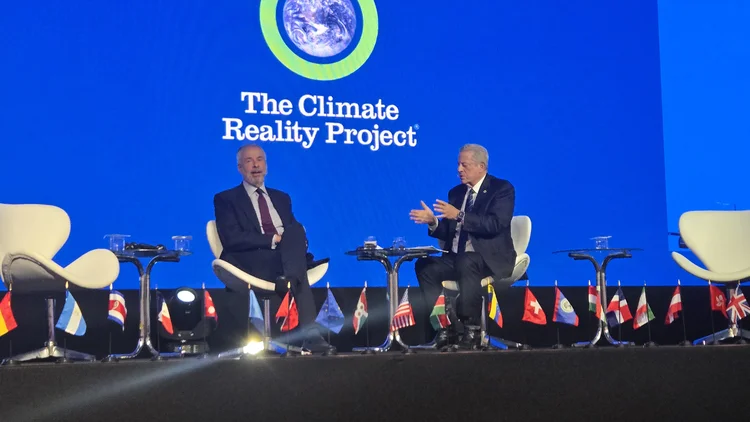 Al Gore e André Corrêa do Lago durante encontro no Rio de Janeiro. (Lia Rizzo/Exame)
