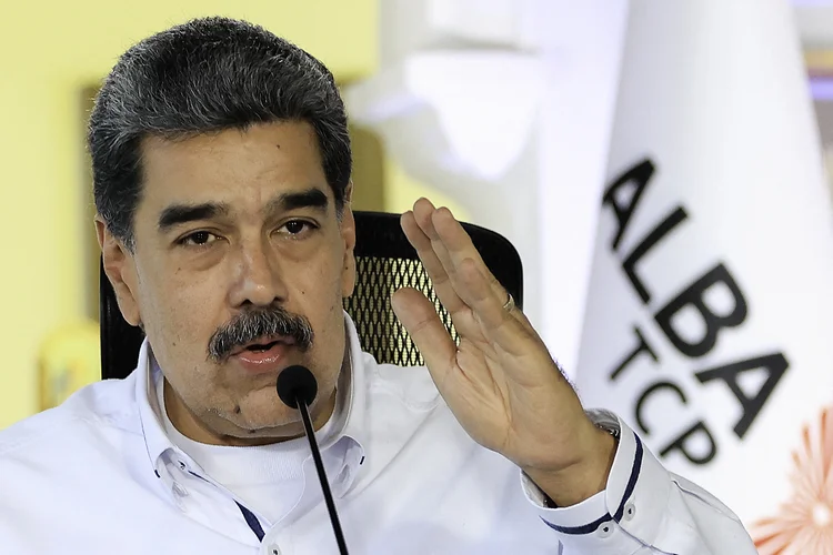 Nicolás Maduro, presidente da Venezuela, durante discurso em Caracas, em 20 de agosto (Presidência da Venezuela/AFP)