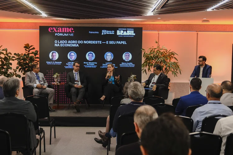Painelistas durante Forum NE da EXAME: agro na região deve se rimpulsionado por biocombustíveis. (Eduardo Frazão/Divulgação)