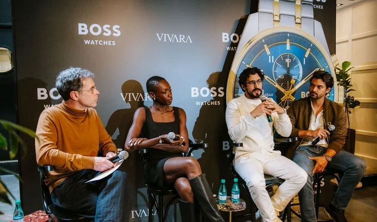 Da esquerda para a direita: Ivan Padilla; Rejane Fradique; Renato Góes; José Luiz Soares, participam de Talk promovido pela BOSS Watches com a Vivara. (Boss Watches e Vivara/Divulgação)