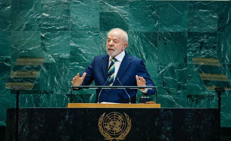 Presidente da República, Luiz Inácio Lula da Silva, durante a abertura do Debate Geral da 80.ª Sessão Ordinária da Assembleia Geral das Nações Unidas. Sede da Assembleia Geral das Nações Unidas, em Nova York ( Ricardo Stuckert / PR)