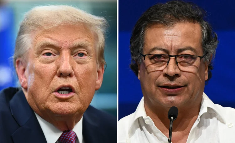 Donald Trump e Gustavo Petro: EUA retiram Colômbia da lista antidrogas e presidente colombiano reforça autonomia militar. (JOAQUIN SARMIENTO and Mandel NGAN / AFP)