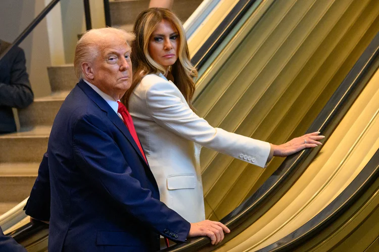NEW YORK, NEW YORK - SEPTEMBER 23: U.S. President Donald Trump and first lady Melania Trump step on an escalator as they arrive for the 80th session of the UN’s General Assembly (UNGA) on September 23, 2025 in New York City. World leaders convened for the 80th Session of UNGA, with this year’s theme for the annual global meeting being “Better together: 80 years and more for peace, development and human rights.” (Photo by Alexi J. Rosenfeld/Getty Images) (Alexi J. Rosenfeld/Getty Images)