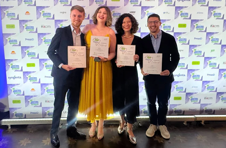 100+Admirados da Imprensa: o editor de Negócios Leo Branco), e os repórteres Daniel Giussani (Negócios), Isabela Rovaroto (Negócios) e Luiza Vilela (Casual) estão entre os jornalistas reconhecidos na premiação (Divulgação)