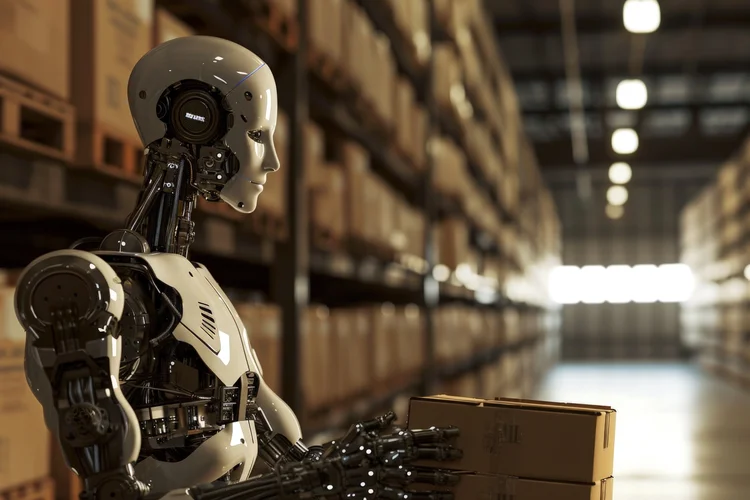 Robôs inteligentes representam a era da Physical AI na manufatura (Imagem gerada por IA/Freepik)