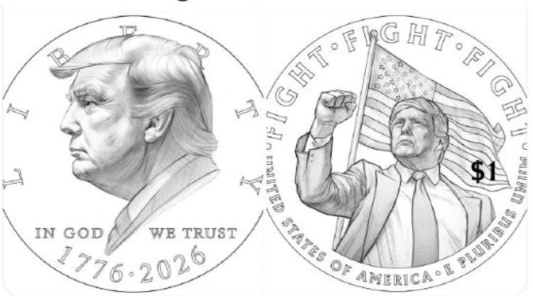 Traços da possível moeda com Donald Trump (Reprodução )
