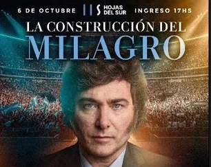 Imagem referente à matéria: Milei lança livro em show de rock durante crise política