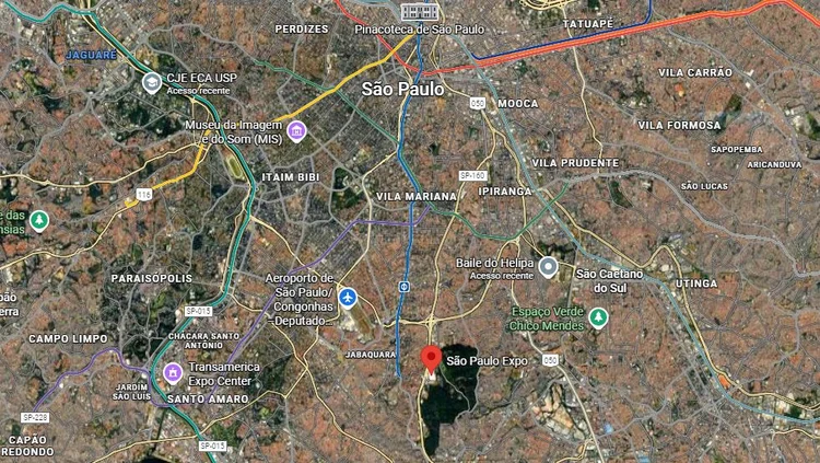 CCXP 2025: evento ocorre no São Paulo Expo, no Jabaquara (Google Maps/Reprodução)