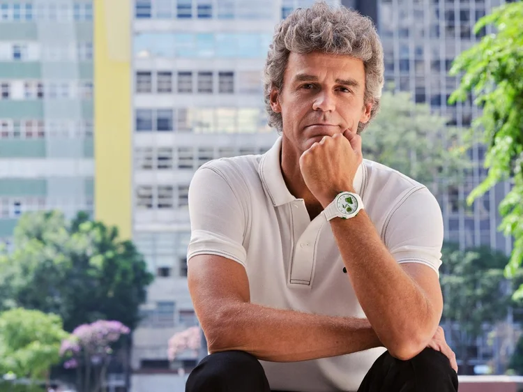 Guga em campanha para Lacoste Watches: ícone (Lacoste Watches/Divulgação)