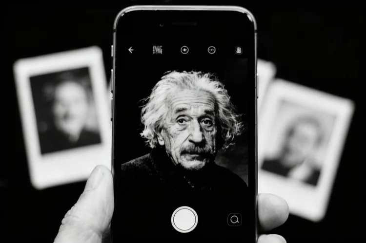 Albert Einstein: físico explicou o efeito fotoelétrico, base das câmeras digitais (Imagem gerada por IA/Freepik)