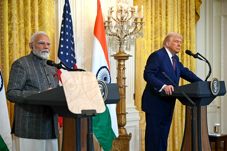 Primeiro-ministro indiano Narendra Modi e presidente americano Donald Trump (ANDREW CABALLERO-REYNOLDS/AFP /Getty Images)