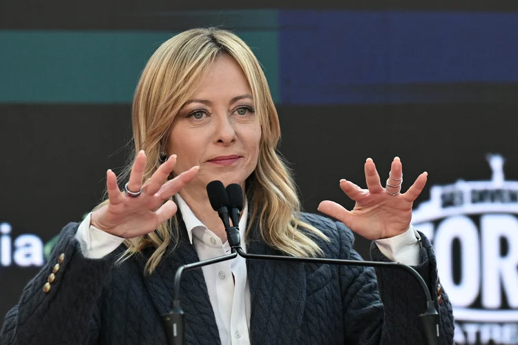 Giorgia Meloni, premiê da Itália, durante evento em Roma, em 14 de dezembro (Tiziana Fabi/AFP)