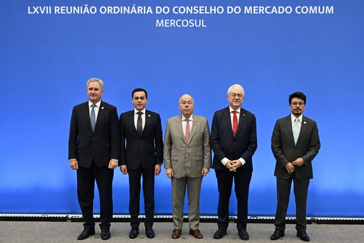 Ministros de relações exteriores dos países do Mercosul, em encontro na sexta-feira, 19 (Evaristo Sá/AFP)