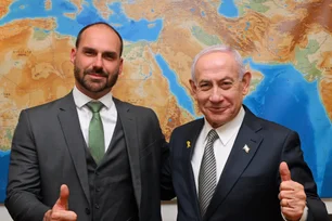 Imagem referente à matéria: Eduardo Bolsonaro se encontra com Netanyahu em Israel