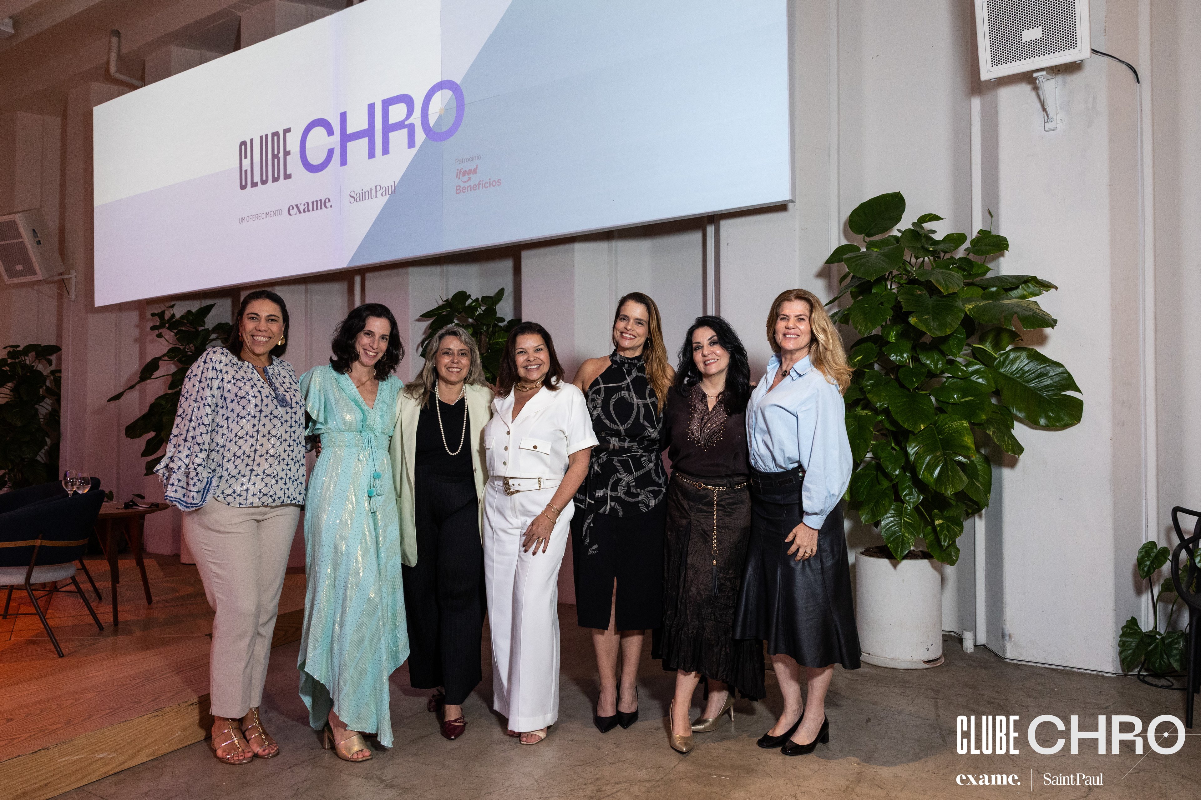 Roberta Oliveira (CHRO Ocean Pact), Martha Didier ( Relacionamento Executivo In Company Exame Saint Paul), Alessandra Nogueira (CHRO Subesea7) e Andrea Simões (CHRO da Log-in Lógística), Daniella Gallo (CHRO Radix), Maria Antonietta (CHRO TIM), Alea Fiszpan (CHRO Wilson Sons)