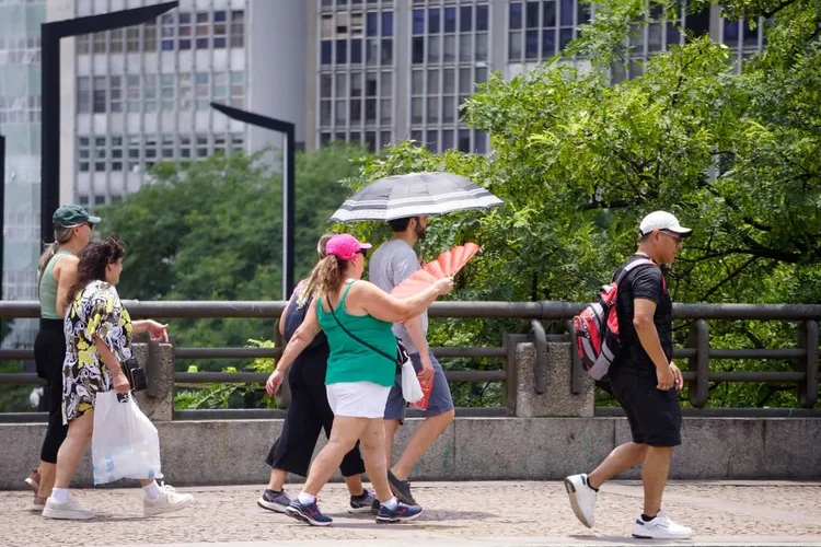 A cidade de São Paulo atingiu 36,2 °C, a maior temperatura já registrada para o mês de dezembro. ((Cris Faga/NurPhoto via Getty Images))