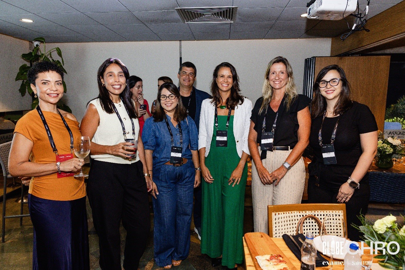 Silvana Pires (CHRO ICS), Analu Fiuza (Diretora de Gente, Gestão e Operações Grupo Iter), Monique Villas (Head de RH, Aeroporto Internacional RIOGaleão), Ian Carvalho (Partner Wave Impact Recruiting), Monique Menezes (Executiva de RH Gente Gentil Consultoria), Alba Eiras de Franca (Head of People & Culture Lundbeck), Fabianne Salgado (Founder e CHRO Leve Saúde)