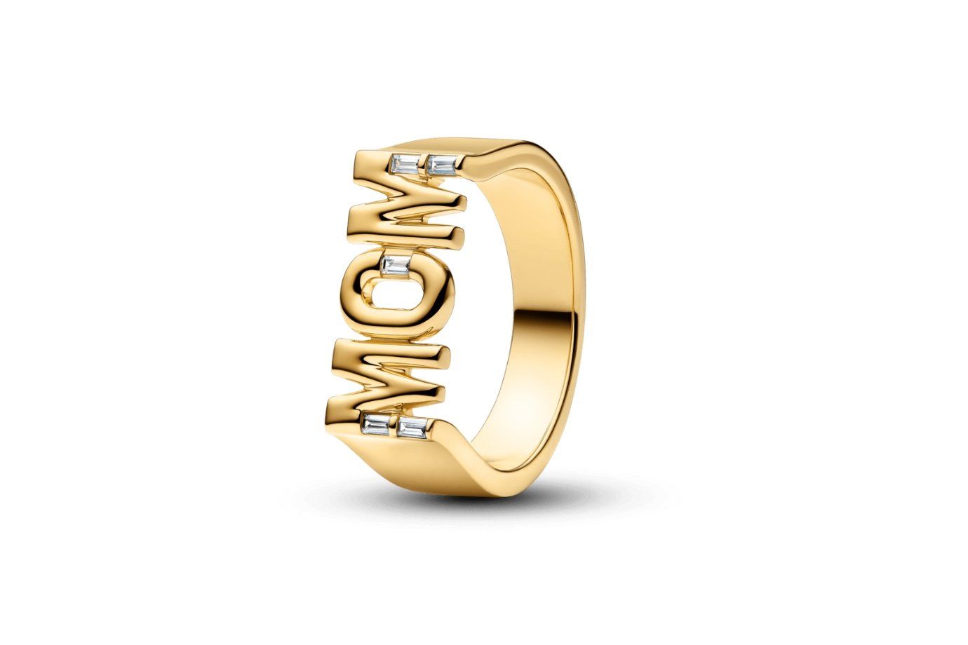 Pandora - Anel Dourado Mãe com Zircônias, revestido a ouro - R$ 1.069, disponível em pandorajoias.com.br