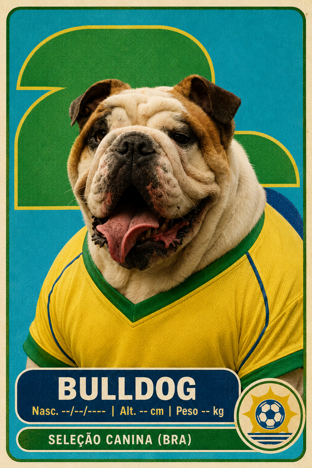 Figurinha de bulldog da Copa do Mundo