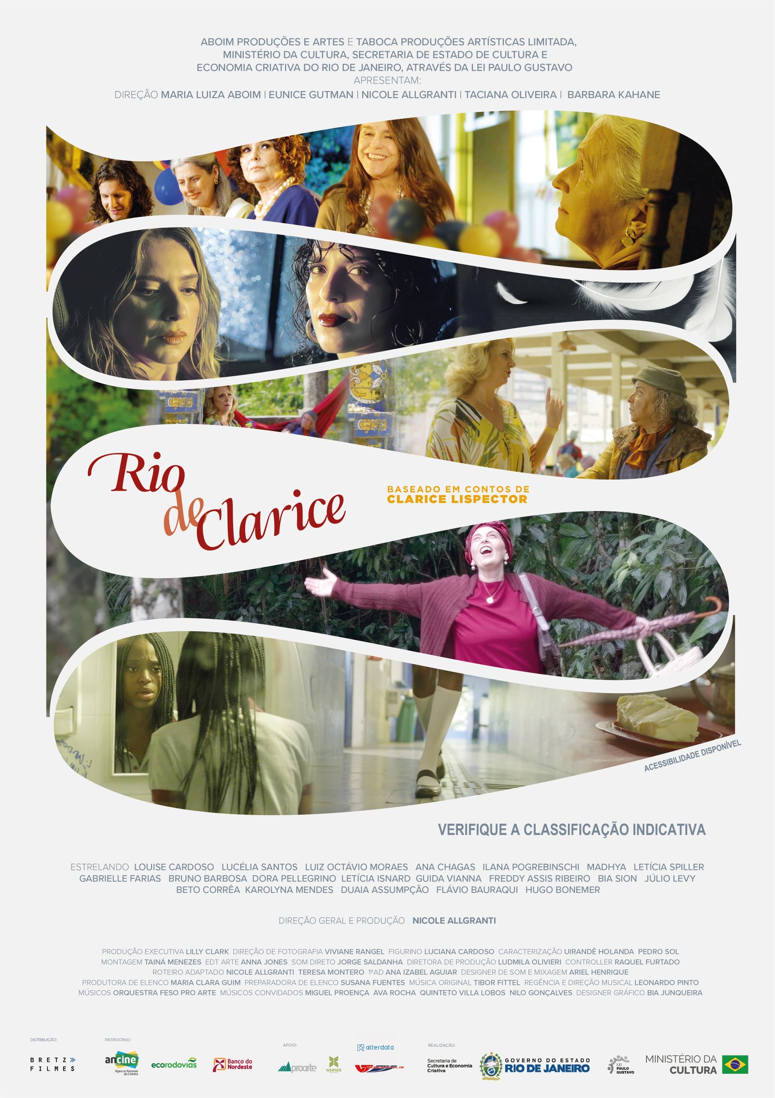 Cartaz oficial do filme Rio de Clarice destacando o título e cenas com as atrizes do longa.