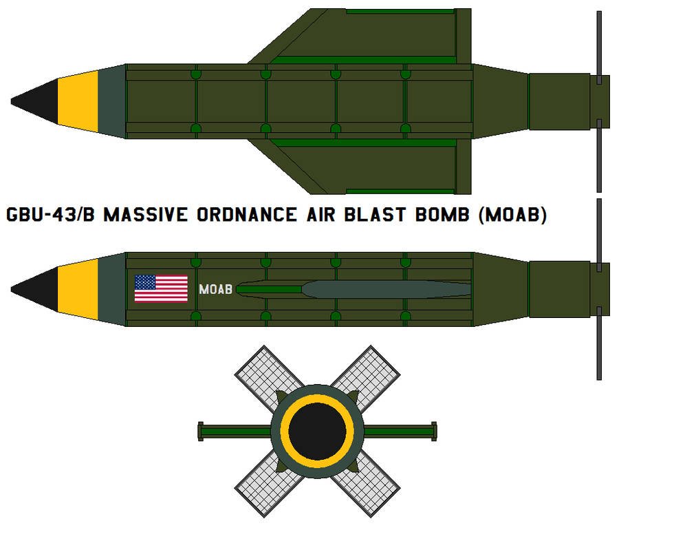 Ilustração mostra como é GBU-43B, a 'mãe de todas as bombas'